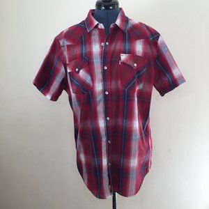 Levi Strauss & Co Men's Plaid Short Sleeve Shirt with Pearl Snaps Size Large
